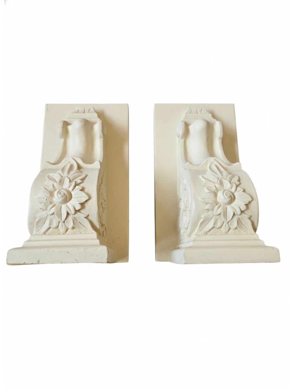 Pair of Vintage Decorative Wall Corbels with Floral Design